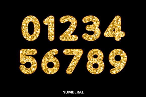 Golden Sparkling Font PNG with transparent background - Preview 4