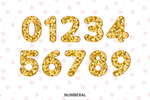 Golden Sparkling Font PNG with transparent background - Preview 5