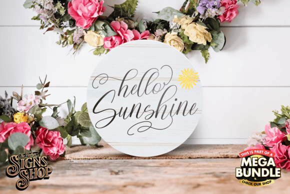 Hello Spring Lettering | SVG Round Sign Graphic Crafts By The Vintage Signs Shop