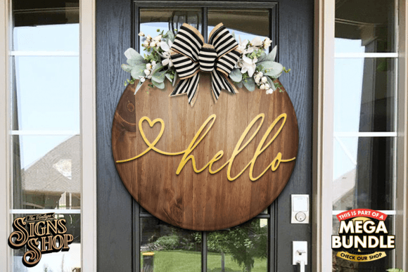 Hello Heart | SVG Spring Round Sign Graphic Crafts By The Vintage Signs Shop