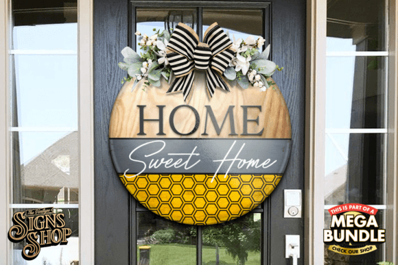Home Sweet Home | SVG Round Sign Graphic Crafts By The Vintage Signs Shop