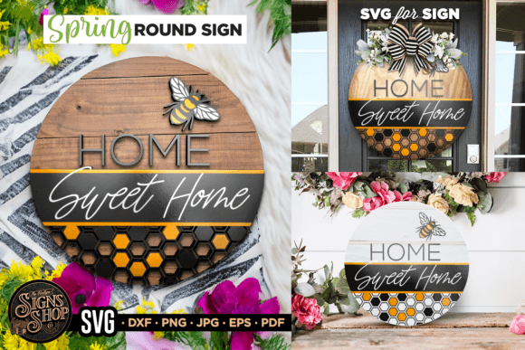 Home Sweet Home | SVG Spring Sign Graphic Crafts By The Vintage Signs Shop