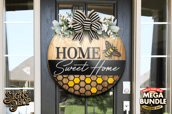 Home Sweet Home | SVG Round Sign Graphic Crafts By The Vintage Signs Shop