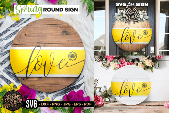 Love and Daisy | SVG Spring Round Sign Graphic Crafts By The Vintage Signs Shop