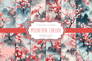 Mountain Sakura Seamless Patterns Graphic by curvedesign · Creative Fabrica