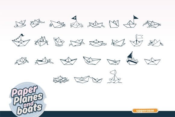Paper Planes and Boats Font PNG with transparent background - Preview 1