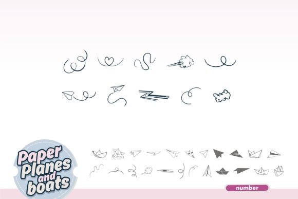 Paper Planes and Boats Font PNG with transparent background - Preview 3