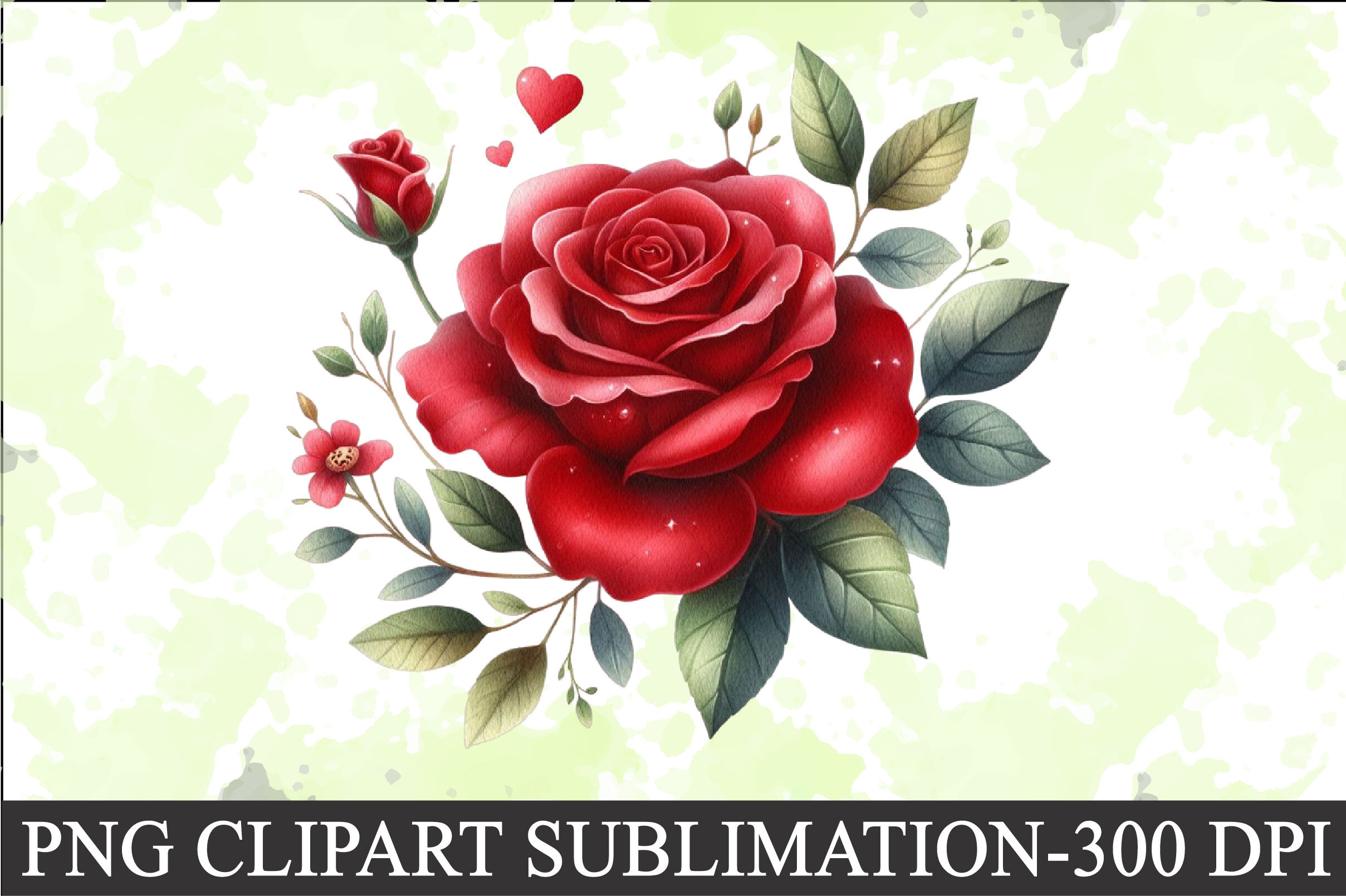 Valentine Red Rose Clipart Sublimation Graphic by CitraGraphics ...
