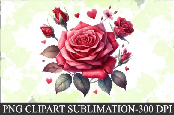 Valentine Red Rose Clipart Sublimation Graphic by CitraGraphics ...