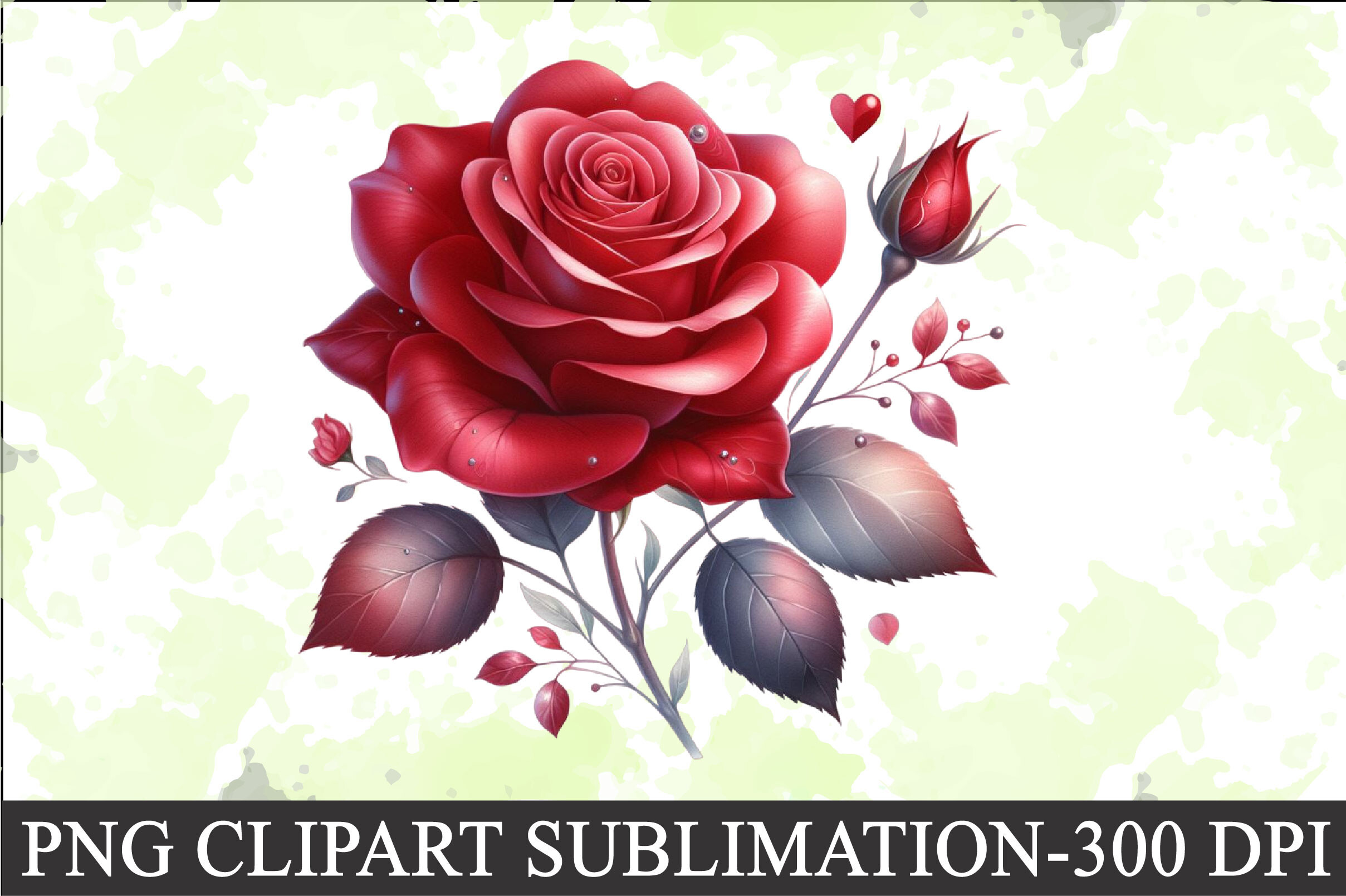 Valentine Red Rose Clipart Sublimation Graphic by CitraGraphics ...