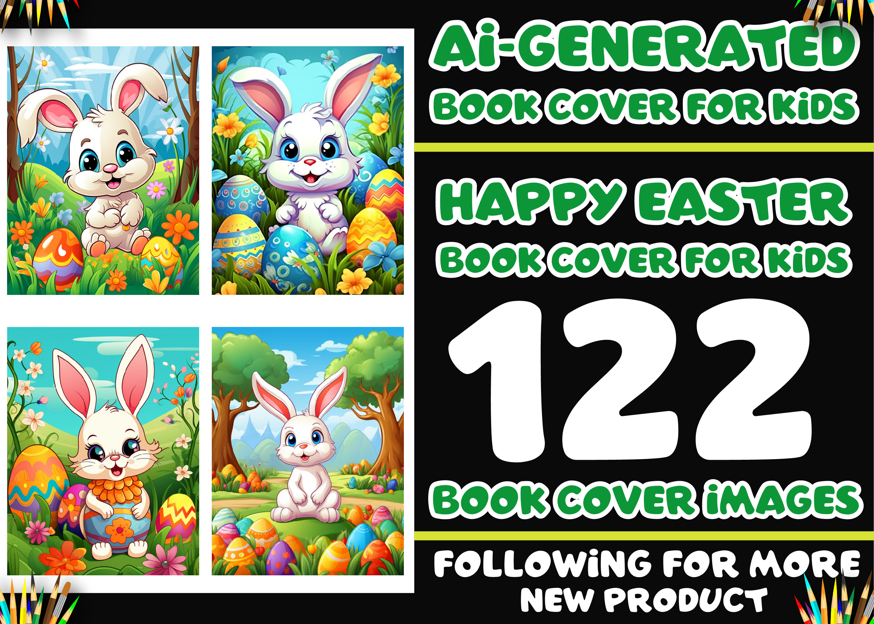 122 Happy Easter Book Cover for Kids KDP