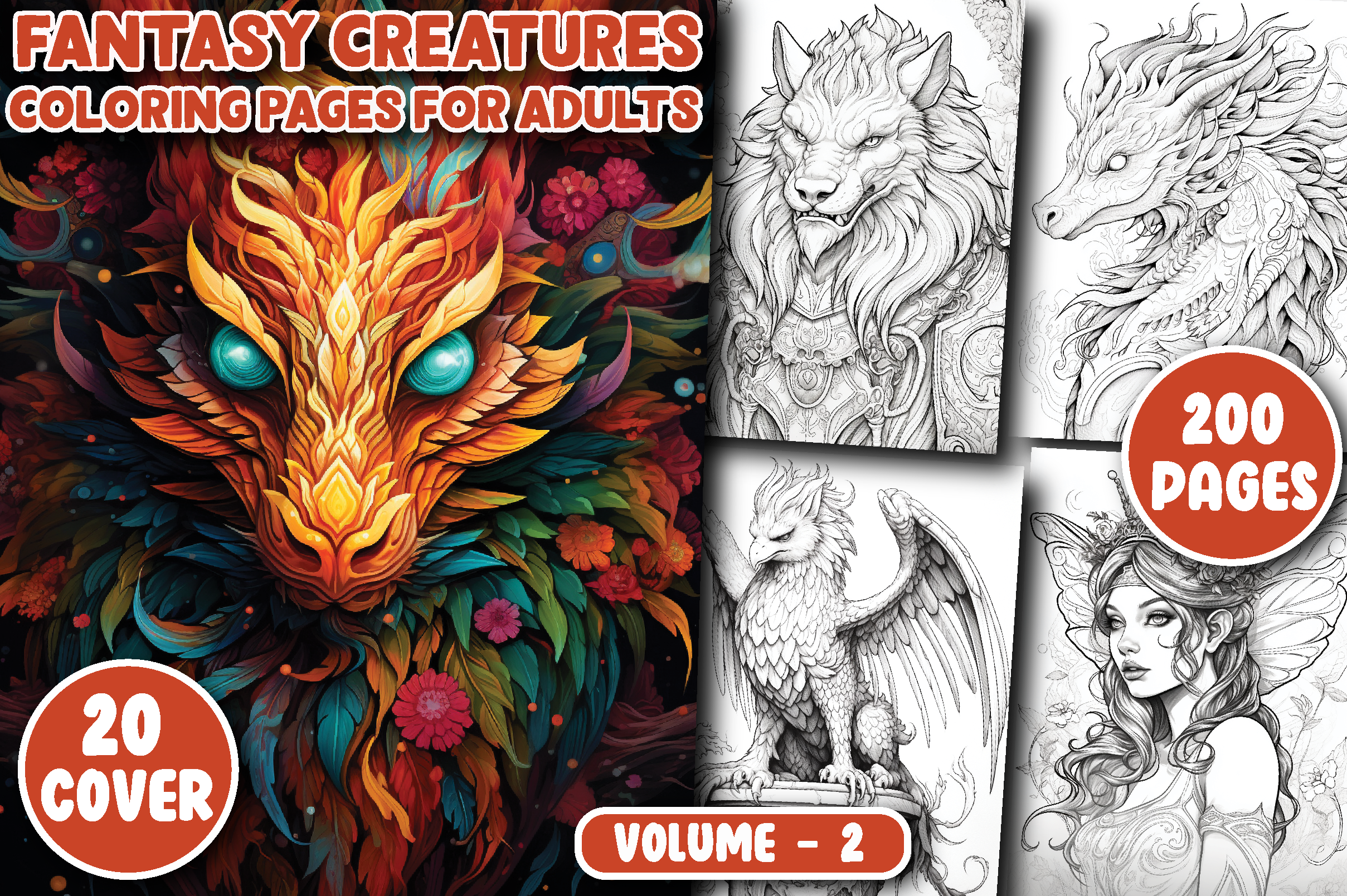 200 Fantasy Creatures Coloring Pages V-2