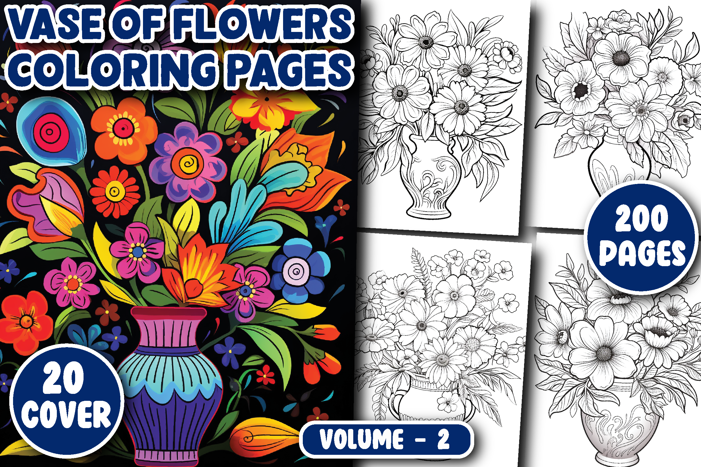200 Vase of Flowers Coloring Pages V - 2