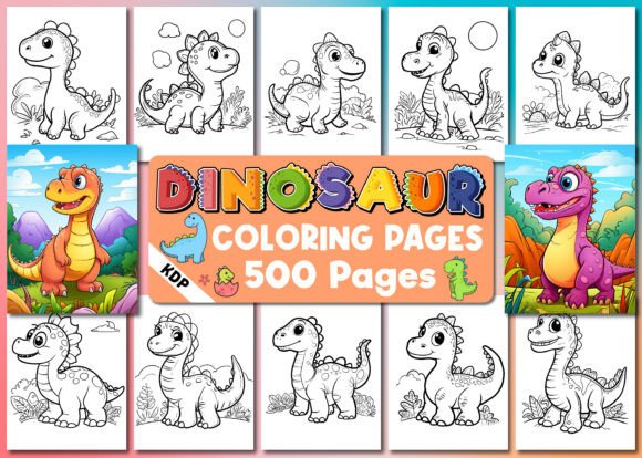 500 Cute Dinosaur Coloring Page for Kids