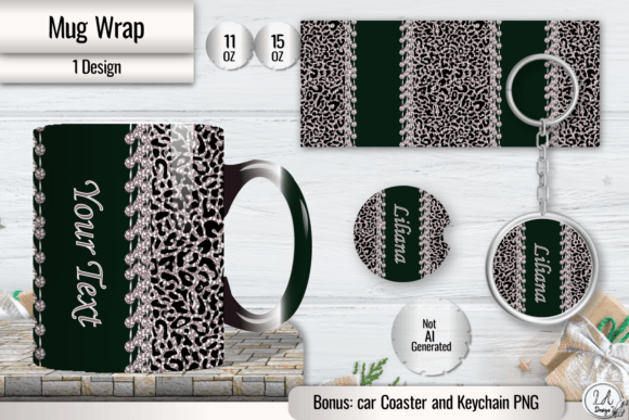 Add Your Name Mug Wrap Leopard Design Graphics