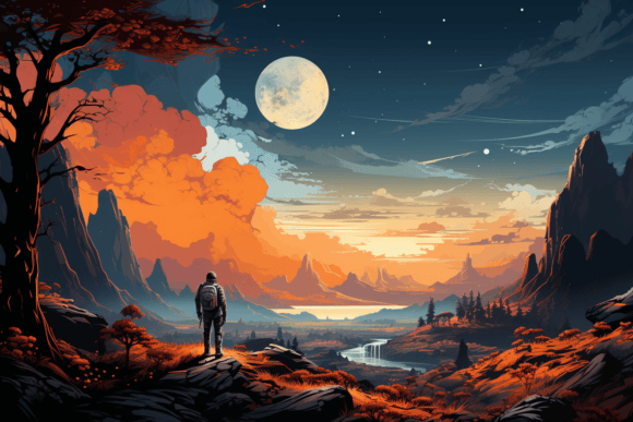 Background on a Space Landscape Graphic AI Illustrations By saydurf