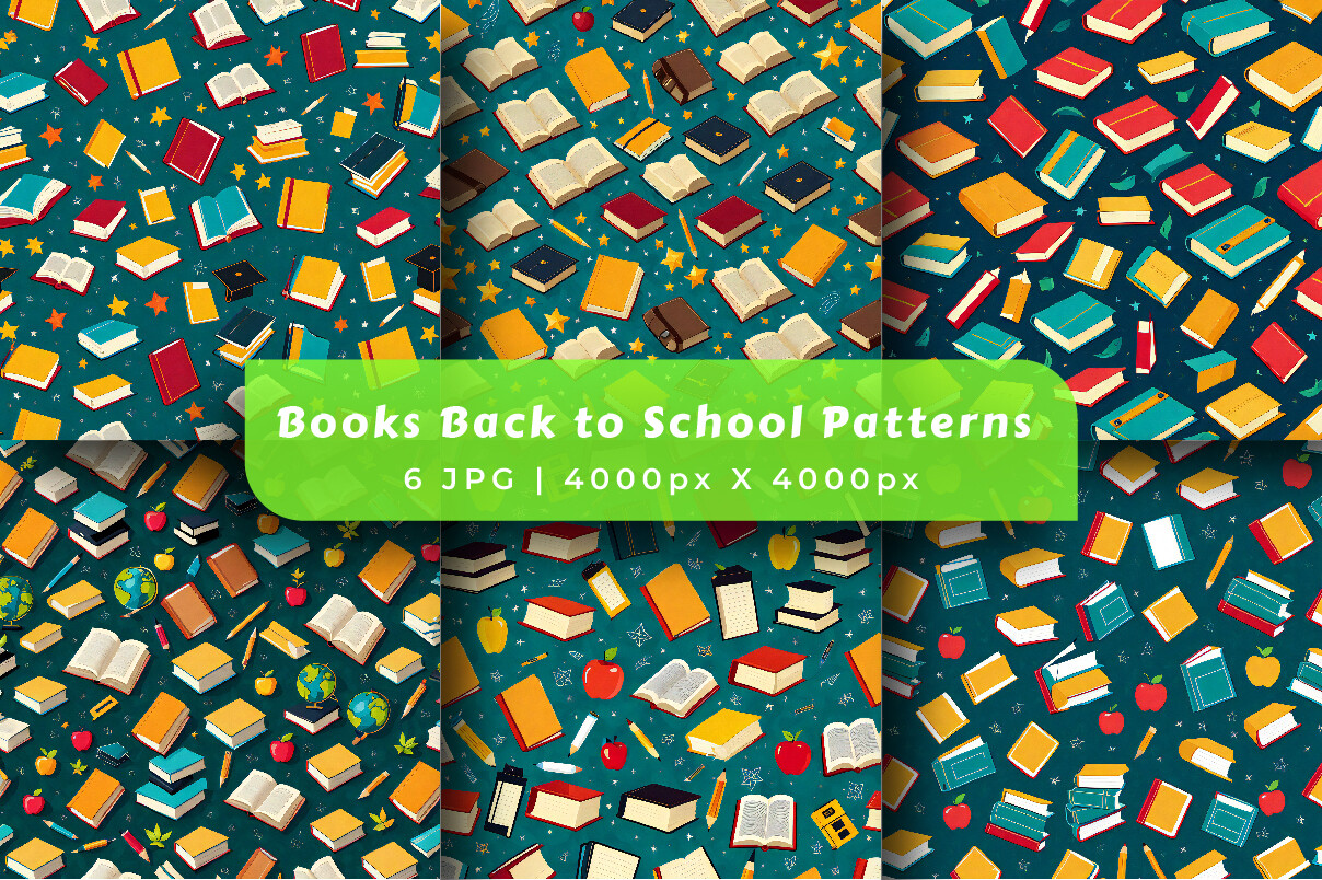 Books Back to School Patterns Collection Graphic by srempire · Creative ...