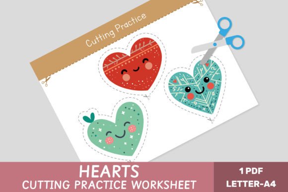 Hearts Cutting Activity for Kids