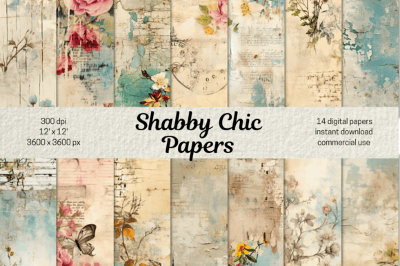 Shabby Chic Distressed Scrapbook Papers