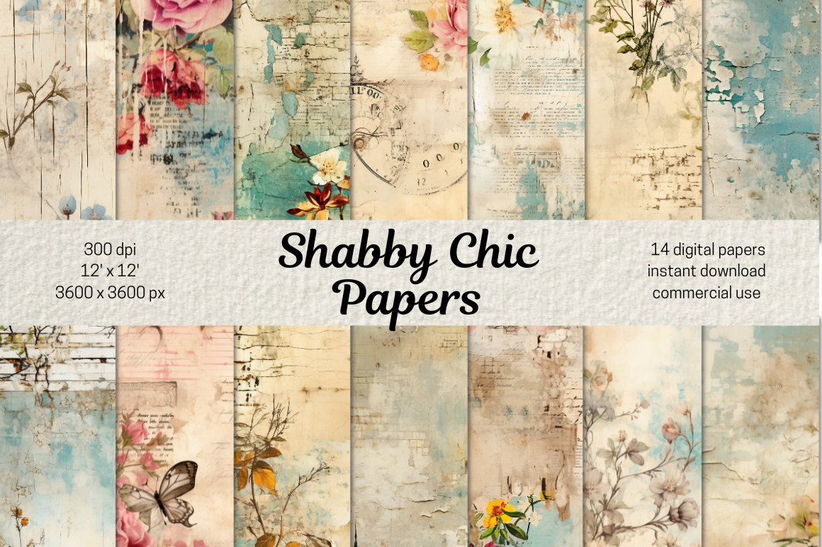 Shabby Chic Distressed Scrapbook Papers
