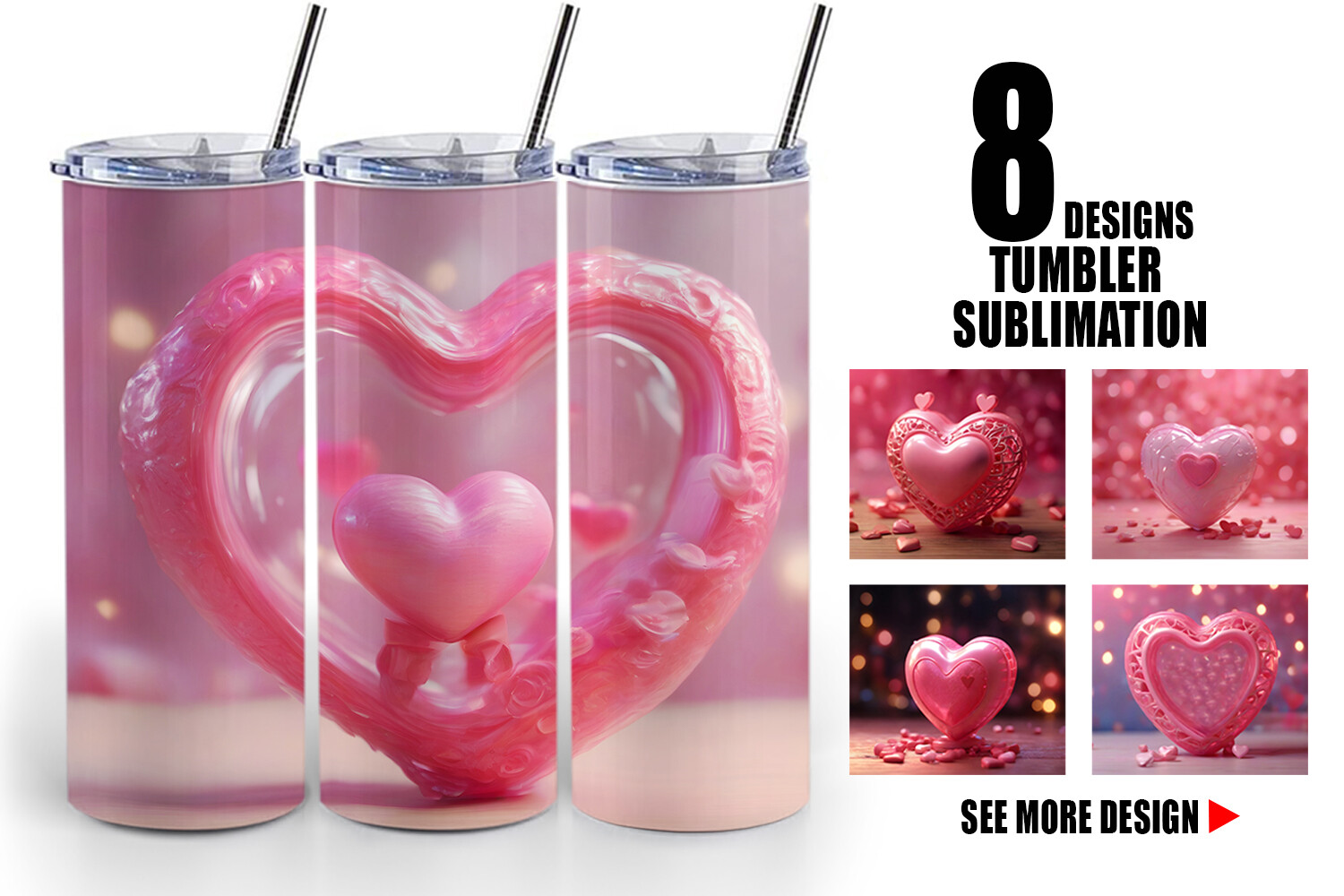 Tumbler Wrap 3D Love Valentine Graphic by Artnoy · Creative Fabrica