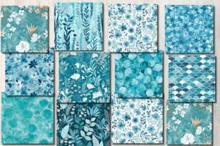 Turquoise Floral Digital Paper Graphic by craftsmaker · Creative Fabrica