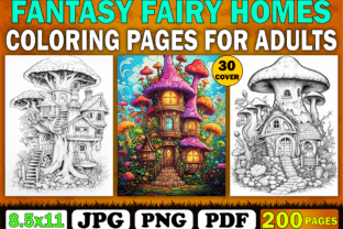 200 Fantasy Fairy Homes Coloring Pages Graphic by Creative Design ...