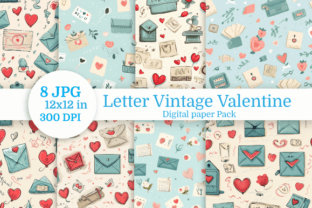 Letter Vintage Valentine Digital Paper Graphic by Nam Tiwa · Creative ...