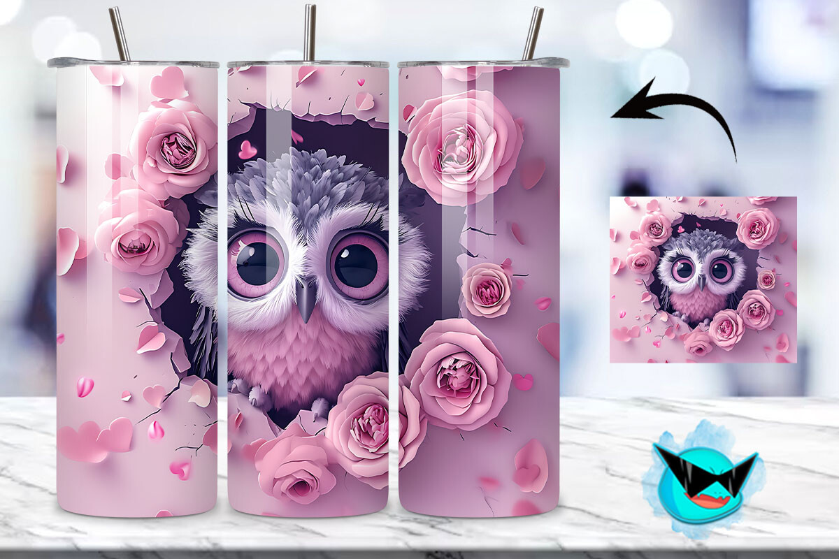 V-day Chibi Owl Break Tumbler Wrap 04 Graphic by Swirltal · Creative ...