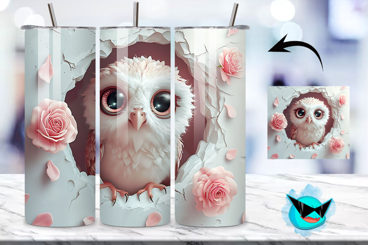 V-day Chibi Owl Break Tumbler Wrap 10 Graphic by Swirltal · Creative ...