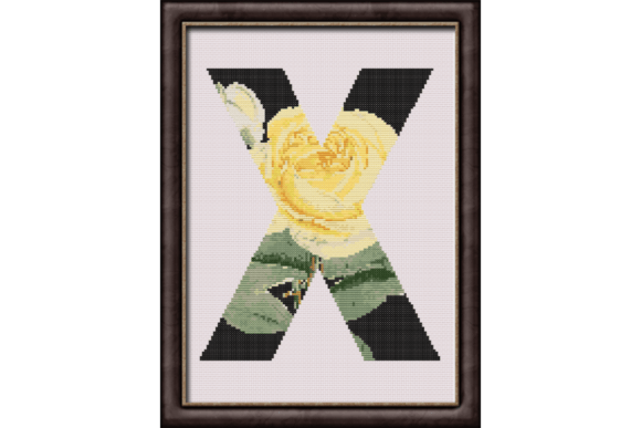 Yellow Rose on Black X Monogram