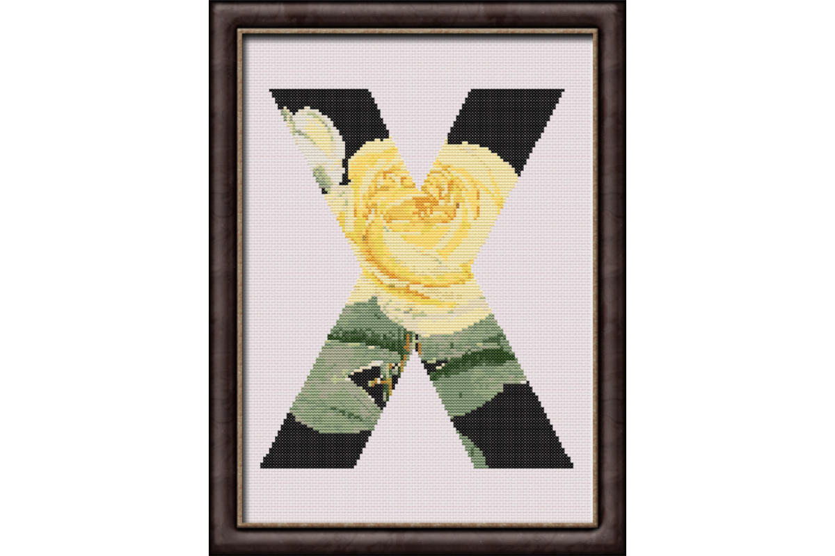 Yellow Rose on Black X Monogram