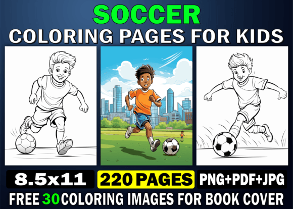 200 Soccer Coloring Pages for Kids Kdp