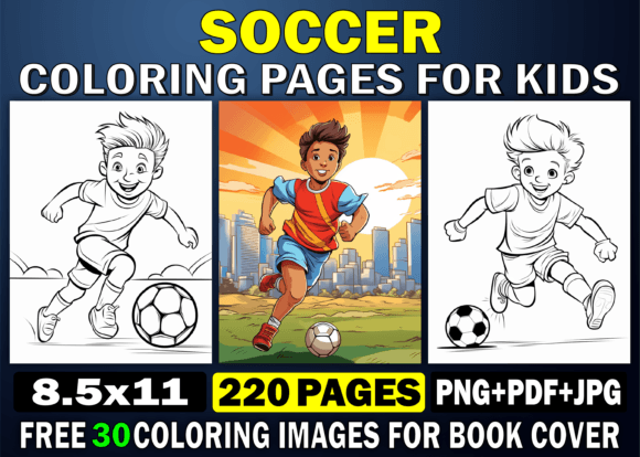 200 Soccer Coloring Pages for Kids Kdp