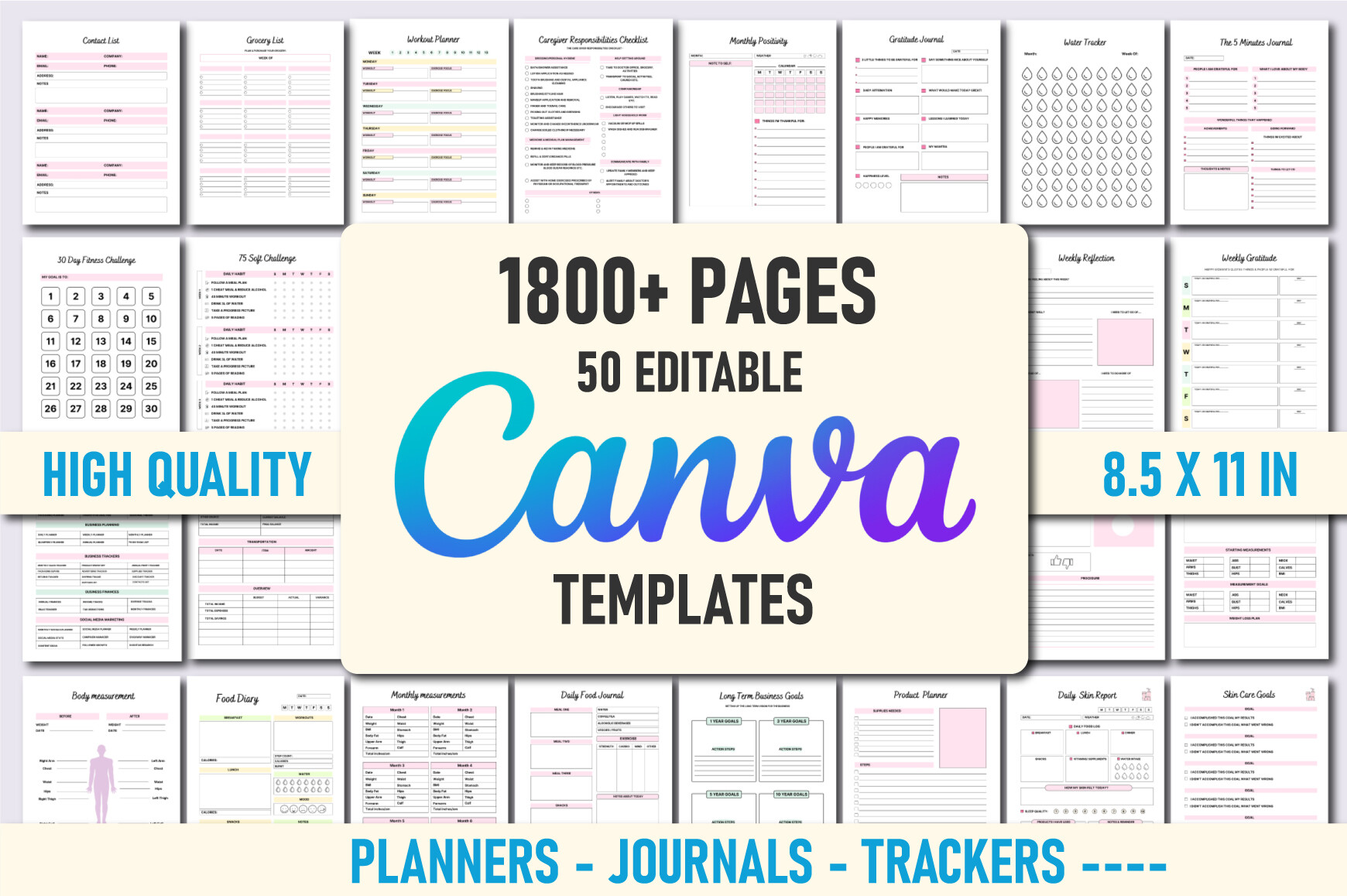 50 Editable Canva Planners Template