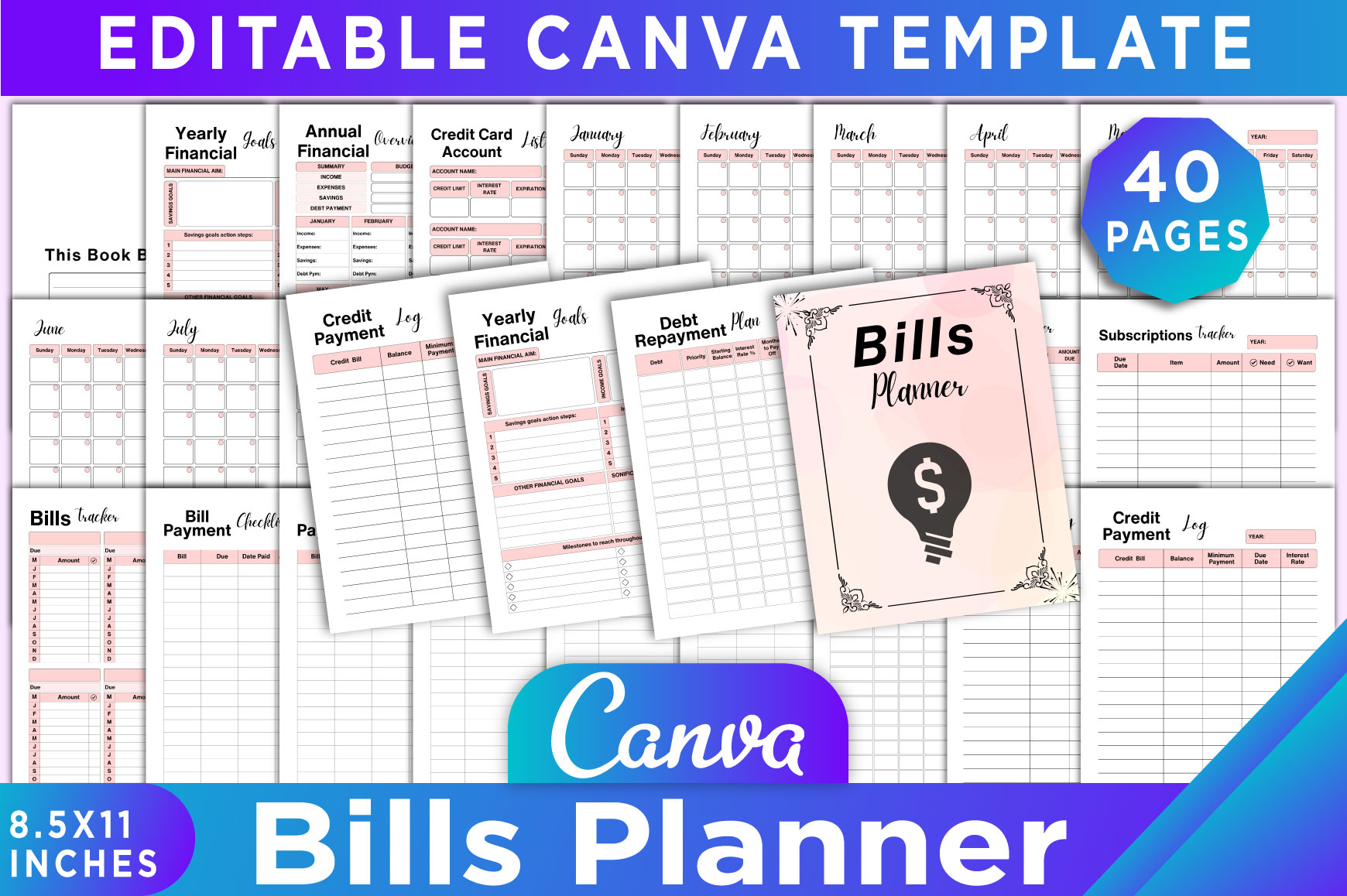 Bills Planner Canva Template