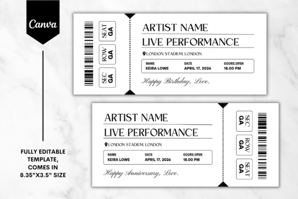 Custom Concert Ticket Canva Template 4