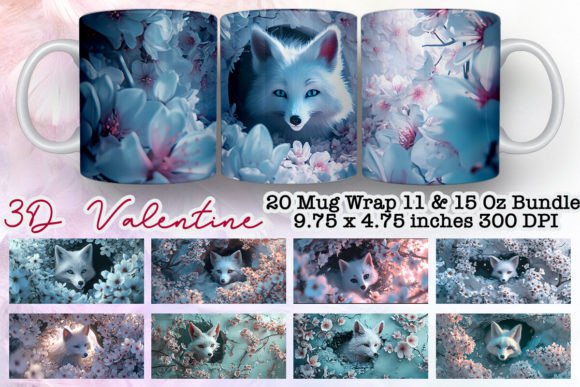 Fox Flowers Break 3d Mug Wrap Bundle Graphics