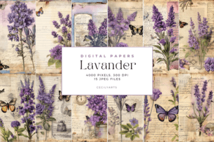 Lavender Junk Journal Pages Graphic by Cecily Arts · Creative Fabrica