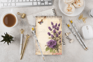 Lavender Junk Journal Pages Graphic by Cecily Arts · Creative Fabrica