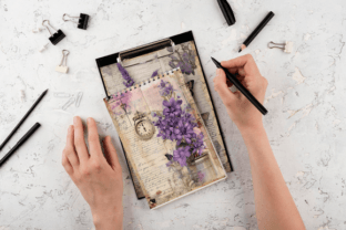 Lavender Junk Journal Pages Graphic by Cecily Arts · Creative Fabrica