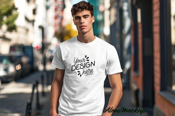 Man White T-shirt Mockup Graphic T-Shirts By Alone Mockup