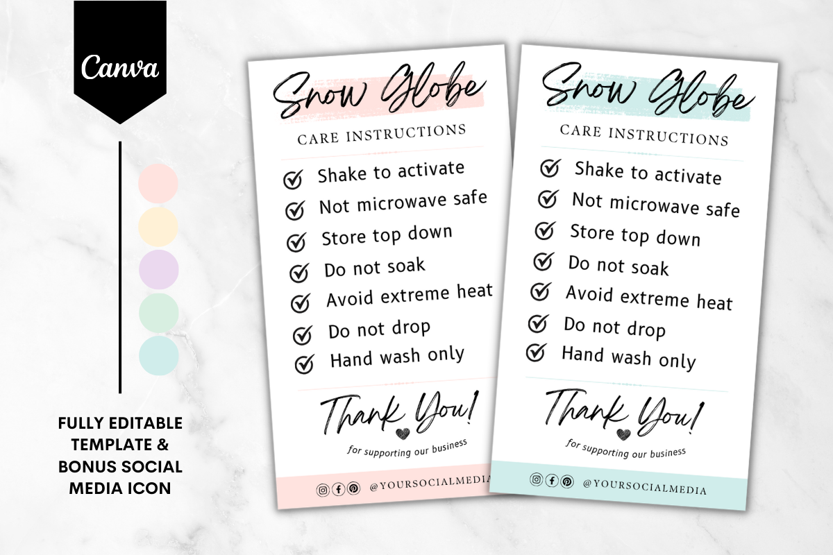 Snow Globe Care Card Canva Template 1