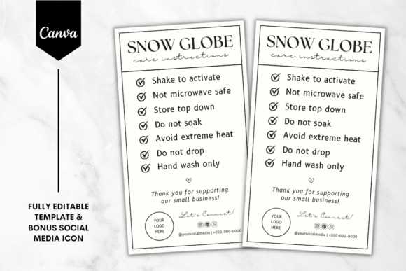 Snow Globe Care Card Canva Template 2