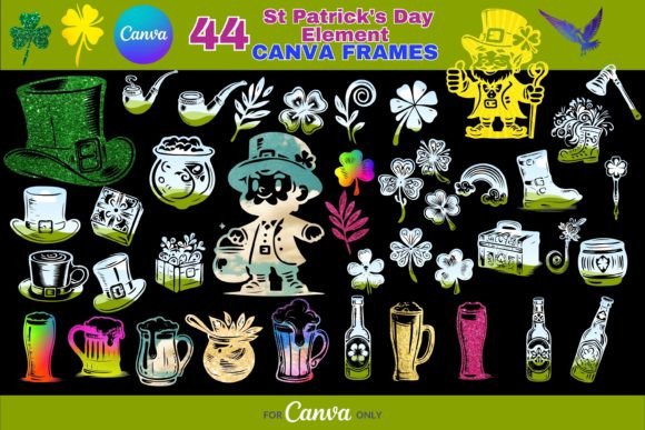 St Patrick's Day Canva frames for festive designs