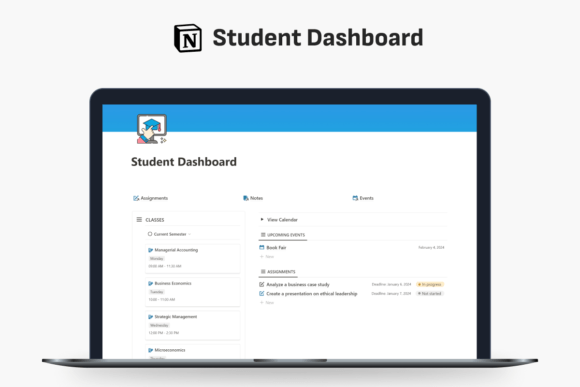 Student Dashboard Notion Template - Notion
