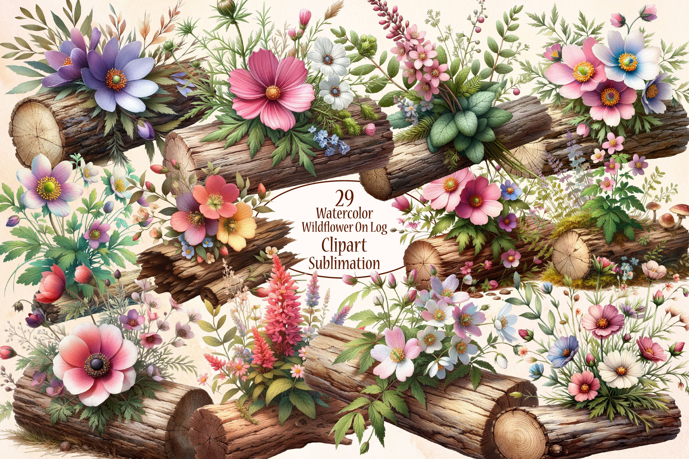Watercolor Wild Flowers Clipart Bundle Graphic by FensyArt · Creative ...