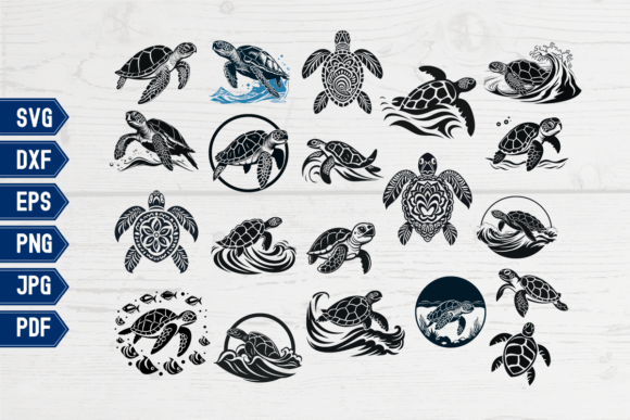 20 Sea Turtle SVG PNG JPG DXF EPS Bundle Graphic by tinoko.shop ...