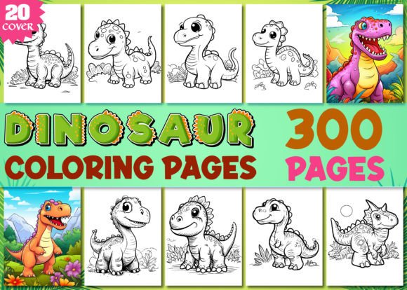 300 Cute Dinosaur Coloring Pages