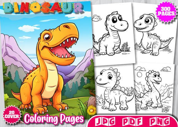 300 Cute Dinosaur Coloring Pages